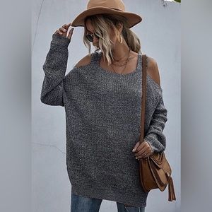 Cold Shoulder Sweater, Gray